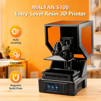 MALYAN S100 Mini Resin 3D Printer with 5.5" 2K LCD Curing Screen, High Precision, Auto Leveling, Printing Size 115 x 65 x 110 mm, Beginner Friendly