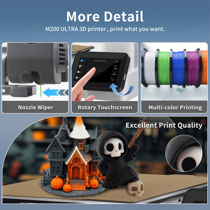 MALYAN M200 Ultra 3D Printer, Max 600mm/s High Speed & Precision Printing, Full-Auto Leveling & Smart Vibration Compensation with Cameras for Monitoring, Out of The Box, Print Size 180x180x180mm